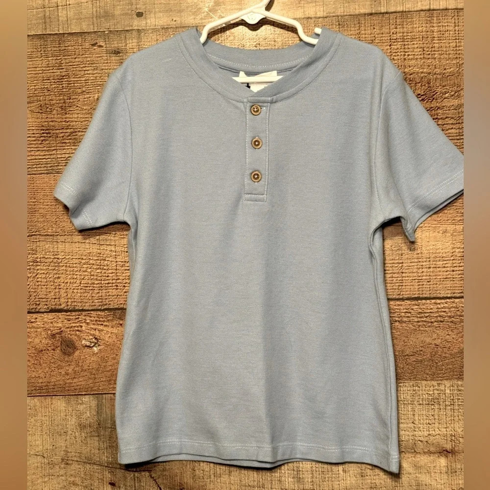 🌻Scene & Heard Boys size 8 Light Blue Henley Pique Top Casual Play